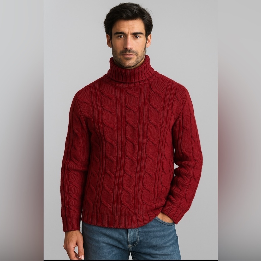 Club Monaco Sweater Turtleneck Burgundy LARGE Old Money